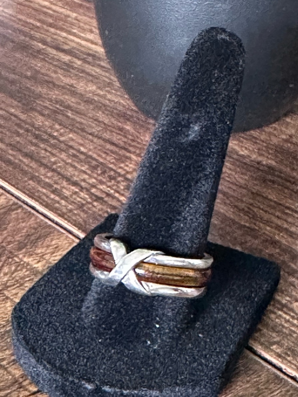 Convertible Silver Tone Ring w/ Gold & Tortoise Inserts – 2 Looks